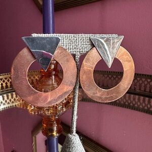 1980's Shape of Chic Geometric Copper Statement Earrings